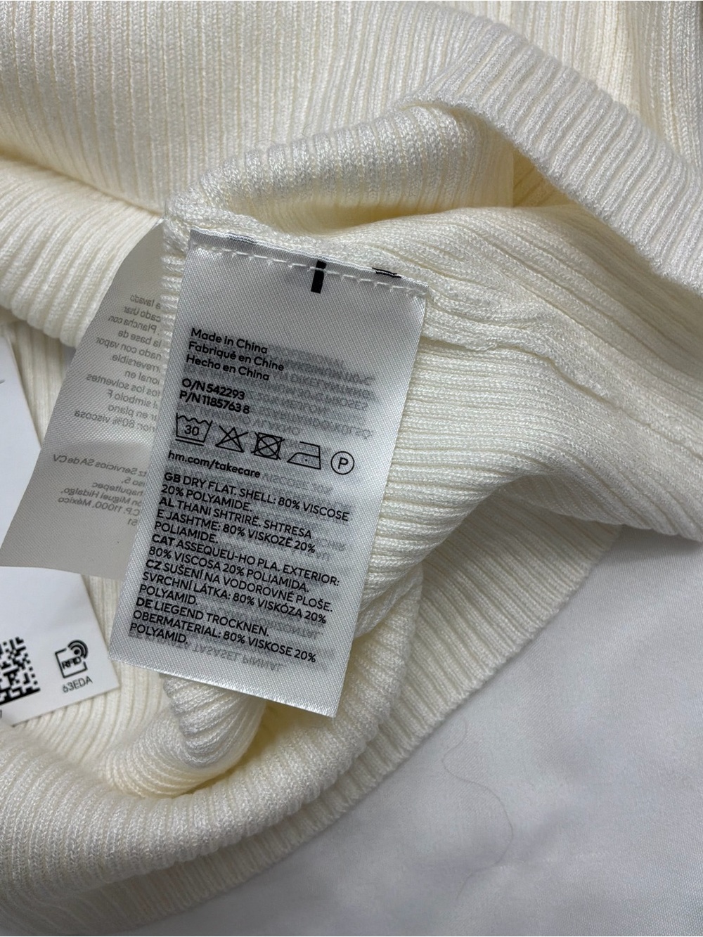 Divided Off-Shoulder Cream Ribbed Knit Sweater - Picture 3 of 11